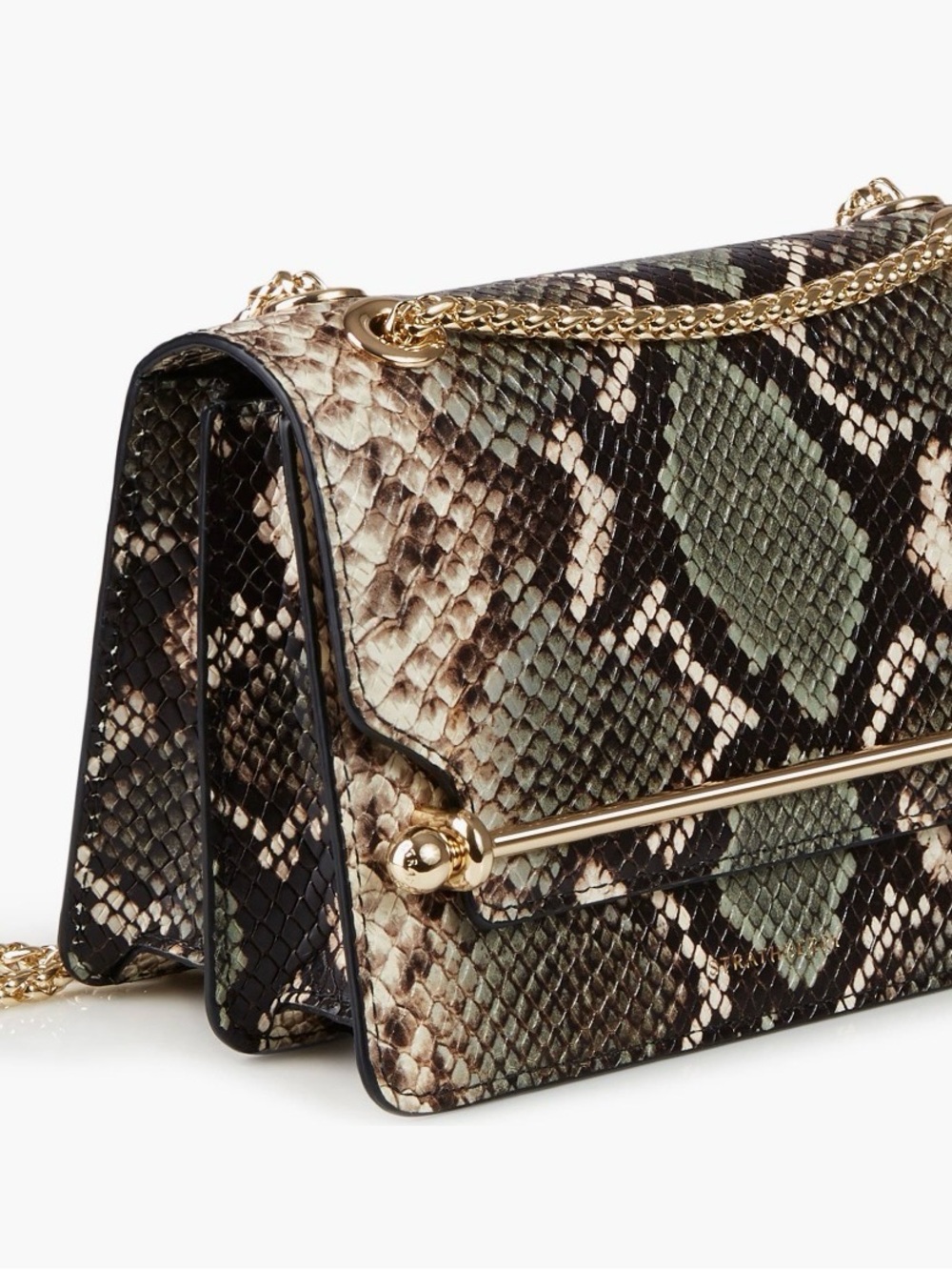NWT Strathberry East/West Mini Snake Embossed Leather Shoulder Bag